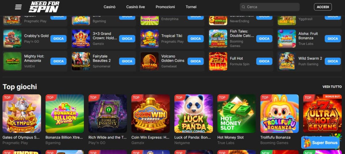 Need for Spin casino Italia image 2