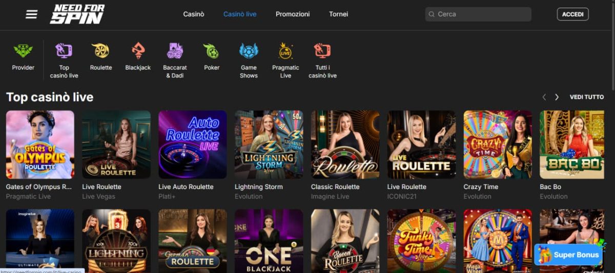 Need for Spin casino Italia image 3
